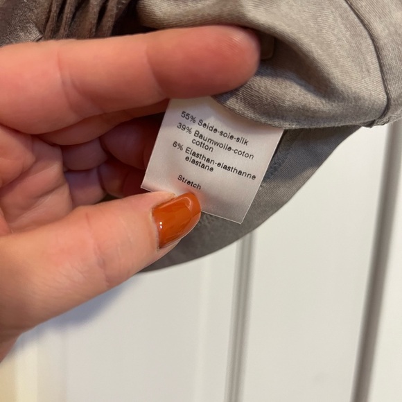 #114 AKRIS MUSHROOM TAUPE LAYERED RUFFLE TANK TOP BLOUSE SIZE 14 - Picture 6 of 7